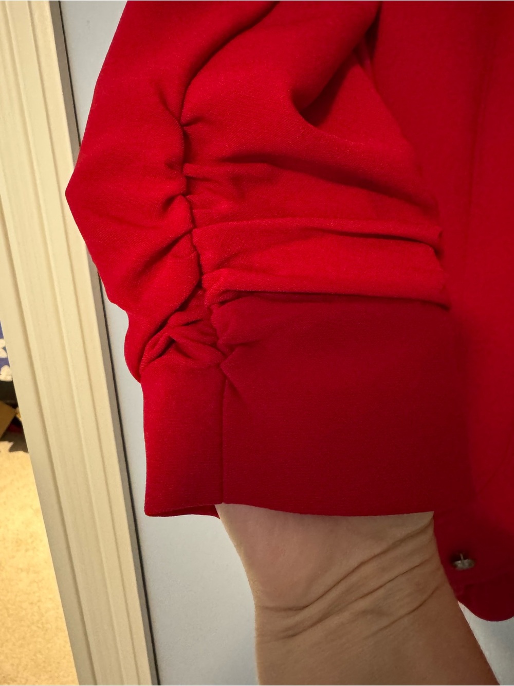 cleo Red Ruffle-Front Military Button Blazer - Picture 3 of 7